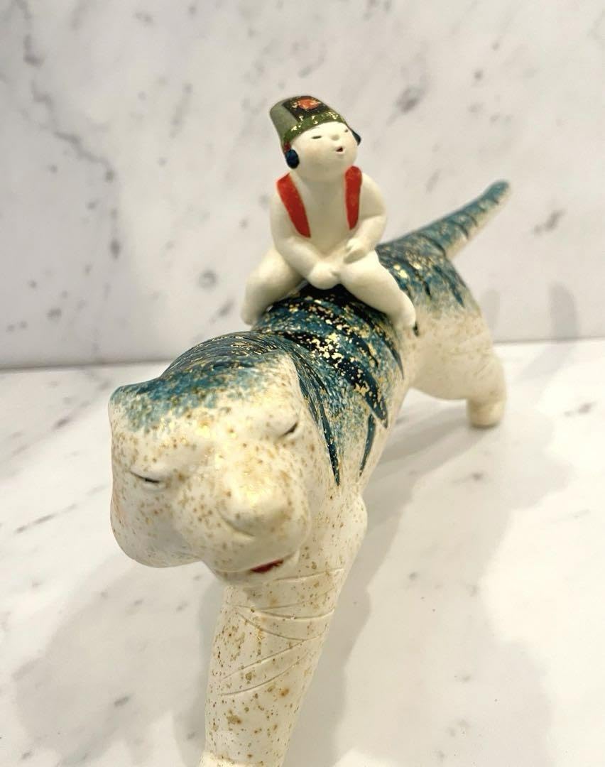 K01131【日本工芸会正会員 人形作家 紺谷力 造】塑造彩色人形「野遊び